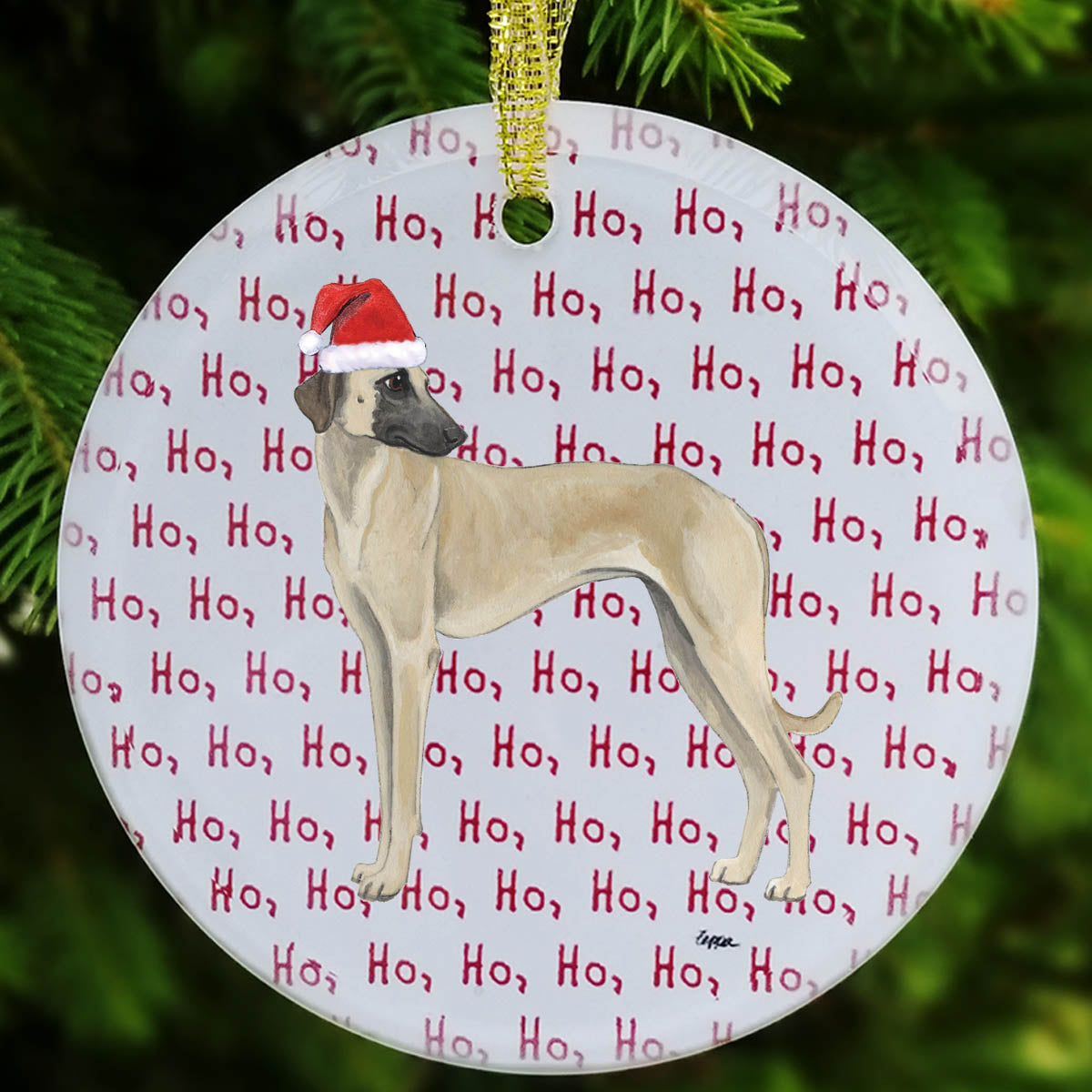 Sloughi Ho Ho Ho Christmas Ornament