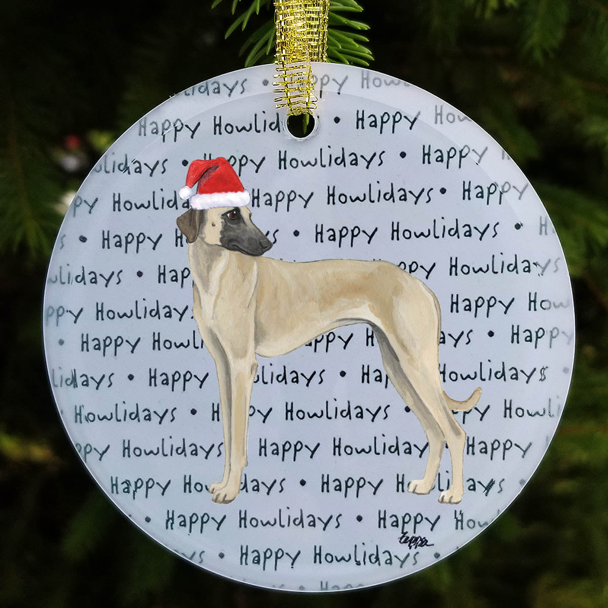 Sloughi Happy Howlidays Christmas Ornament