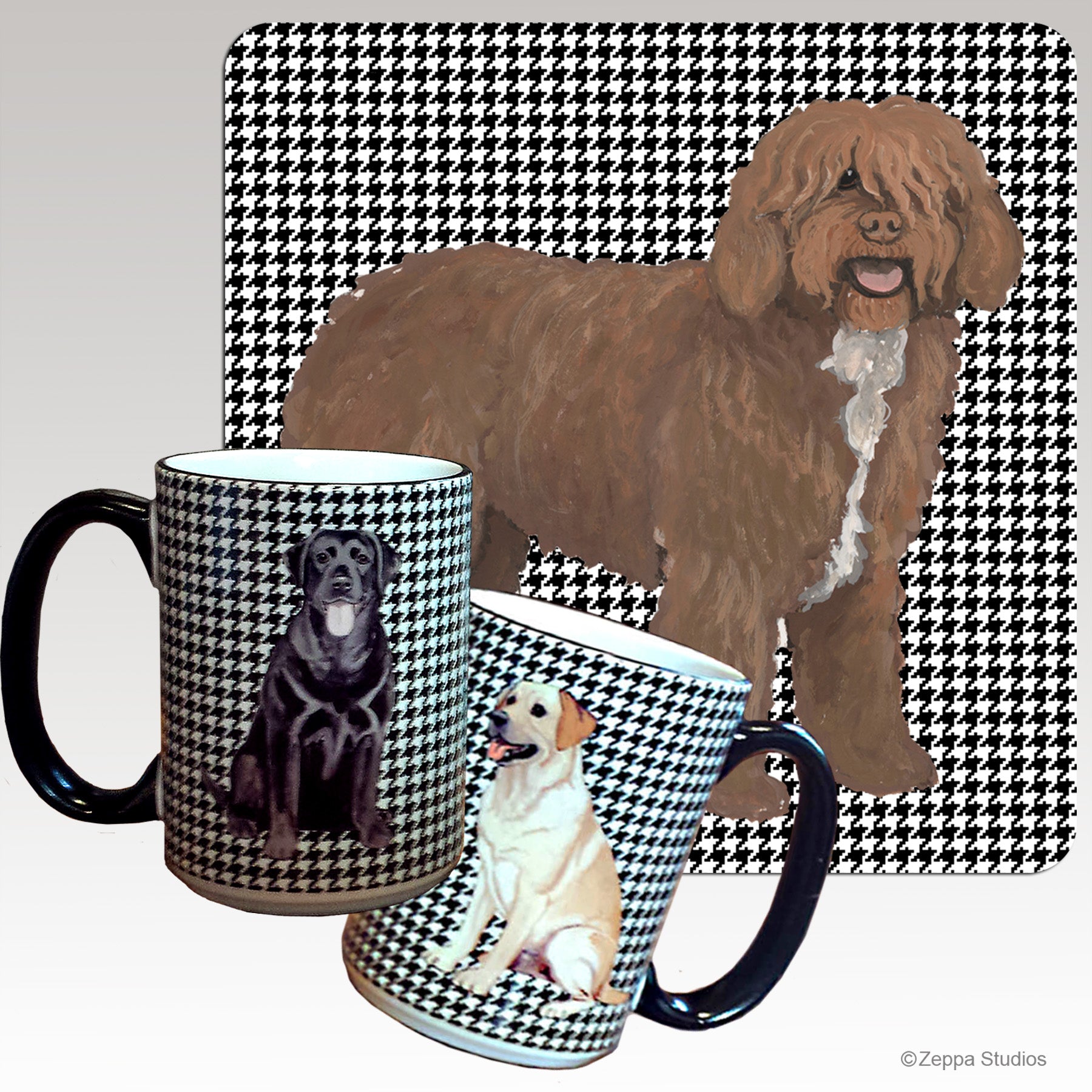 Spanish Water Dog Houndstooth Mug design