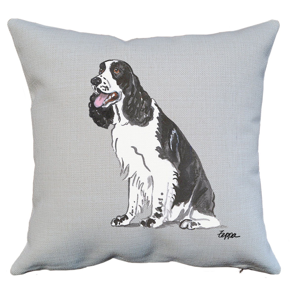 Black and White Springer Spaniel Throw Pillow