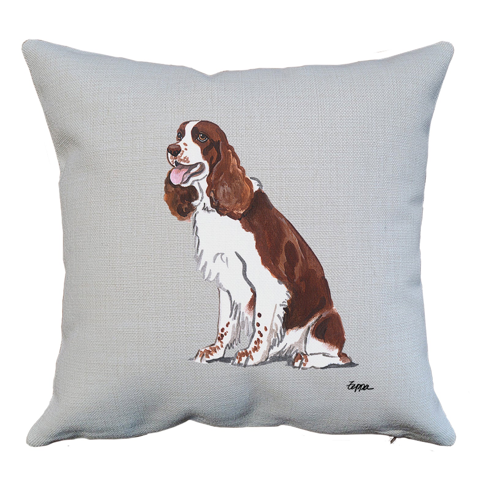 Liver and White Springer Spaniel Throw Pillow