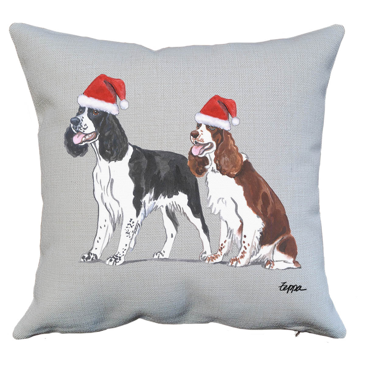 Springer Spaniel Pair Santa Pillow