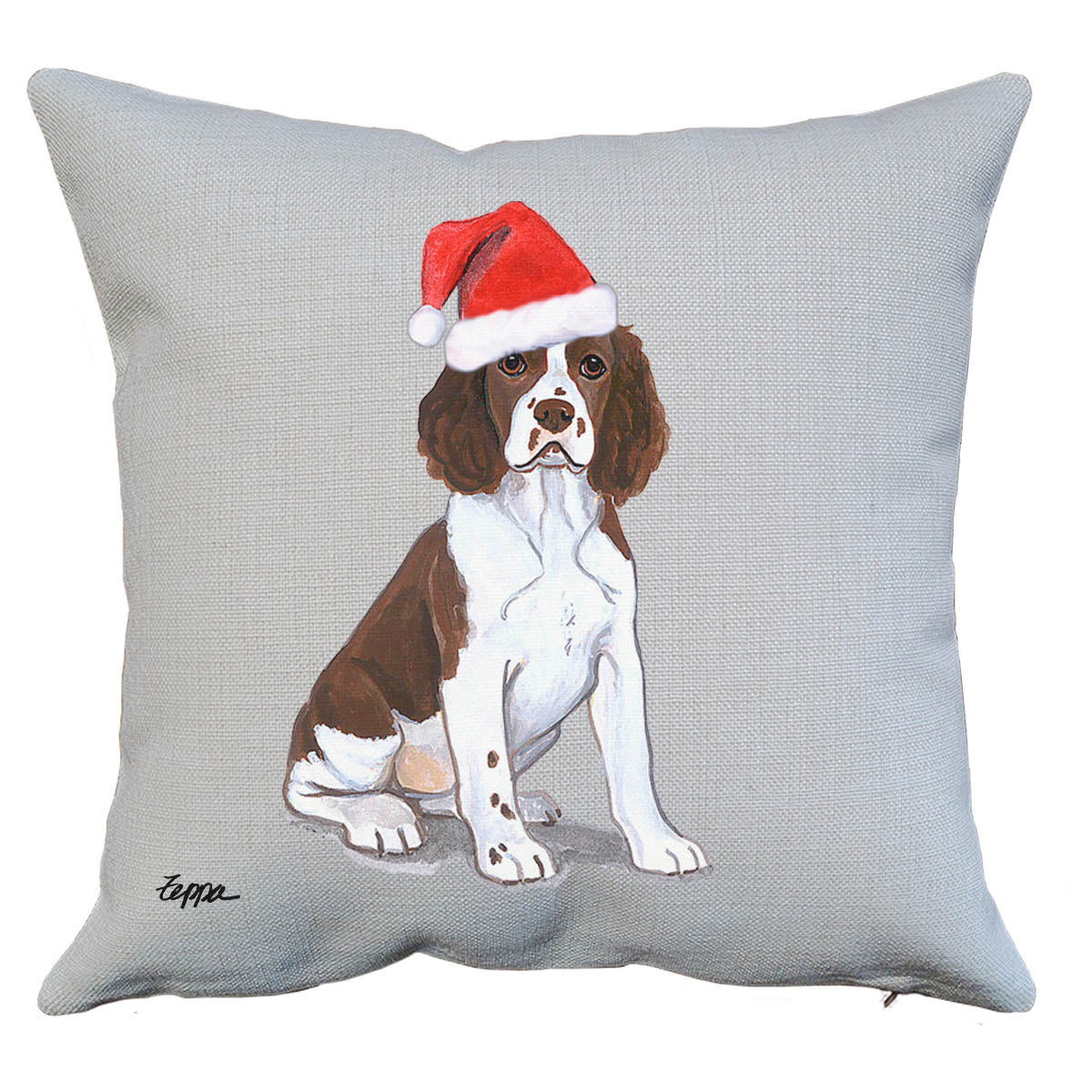 Springer Spaniel Puppy Santa Pillow