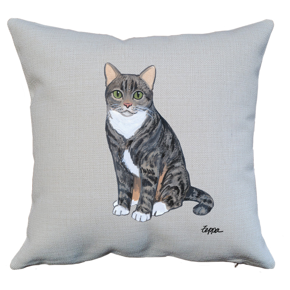 Grey Tabby Cat Throw Pillow