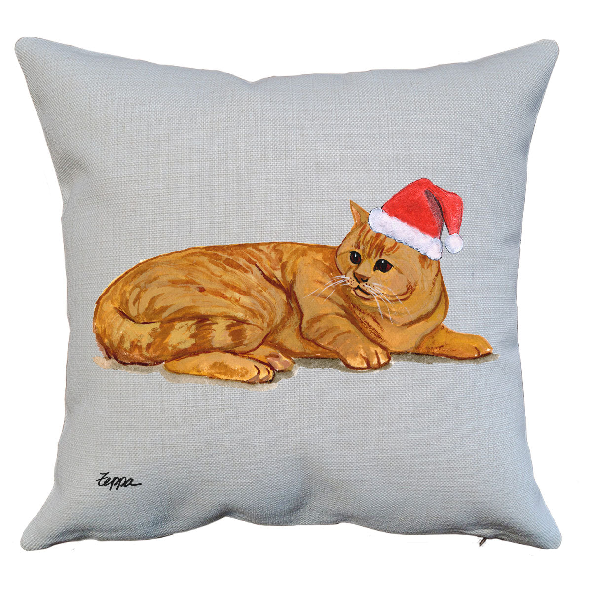 Orange Tabby Cat Santa Pillow