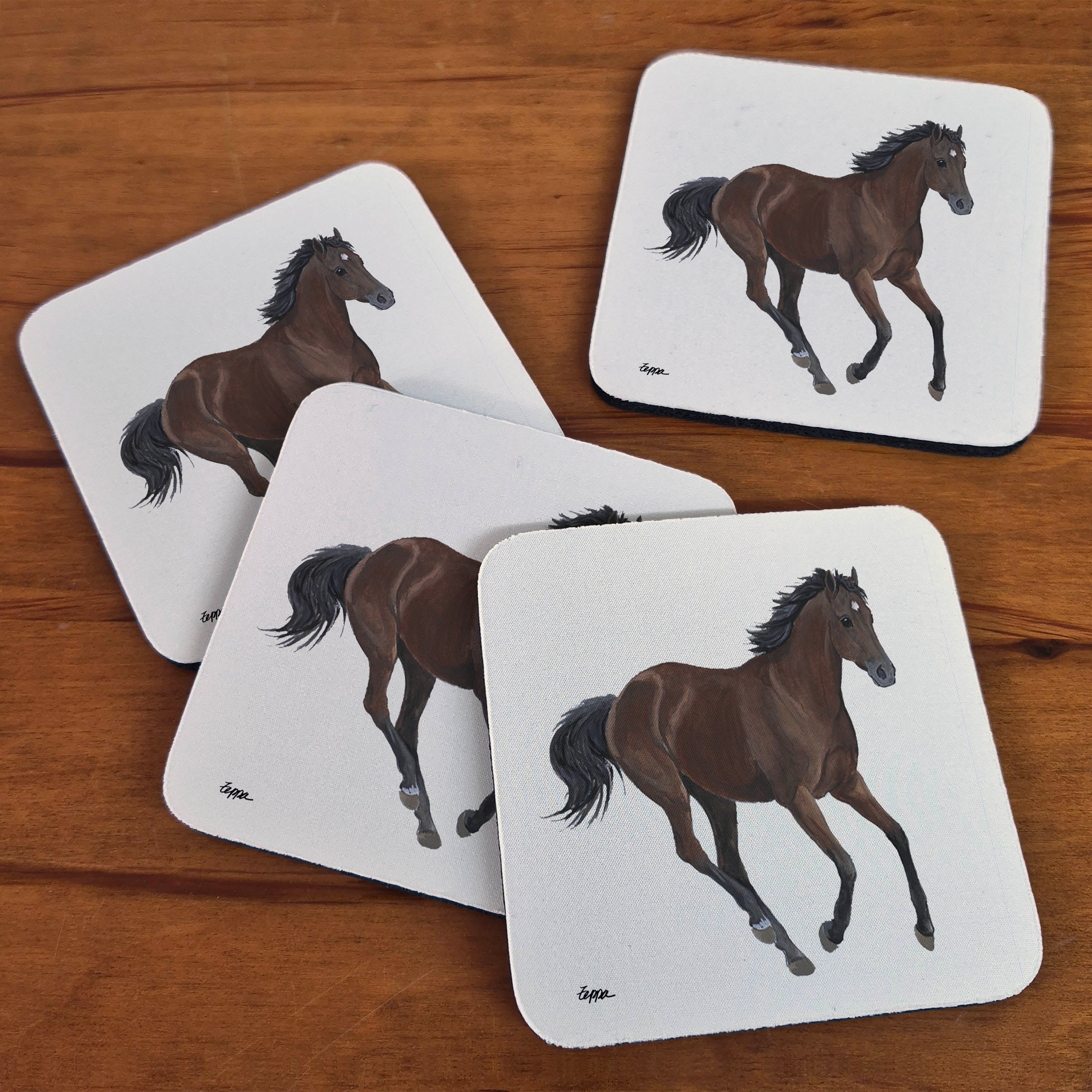 Thoroughbred horse beverage coasters