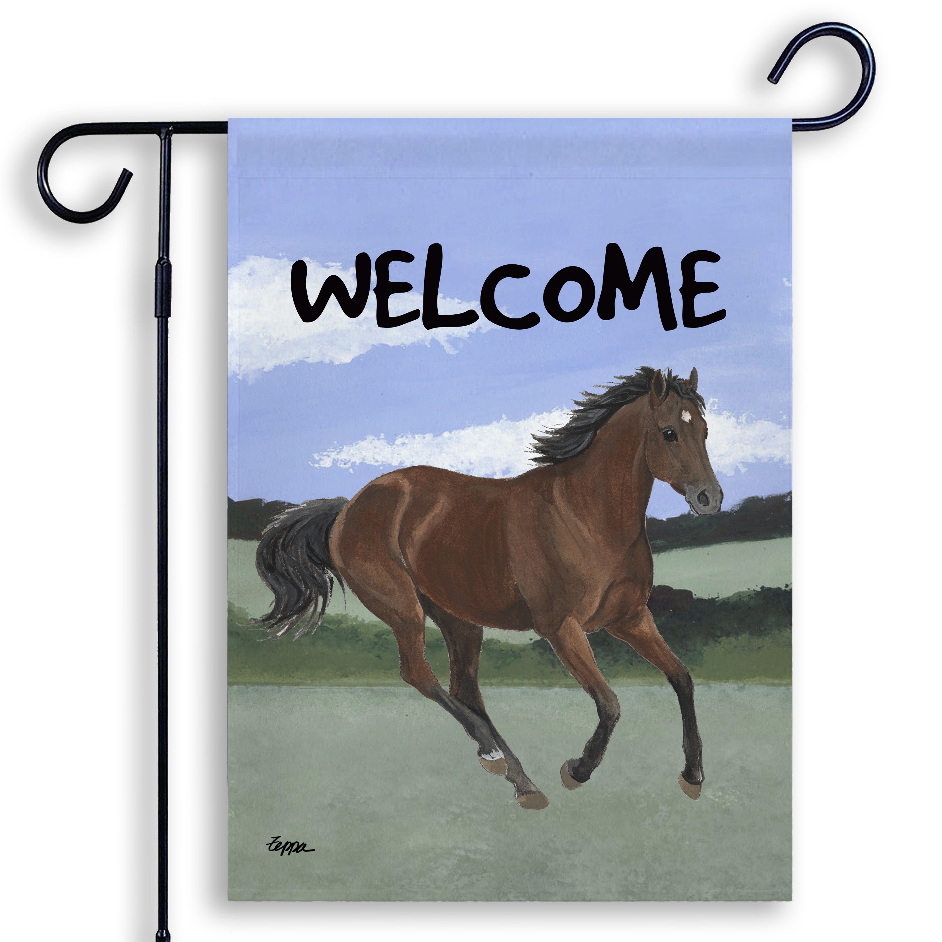 Thoroughbred Horse Welcome Garden Flag