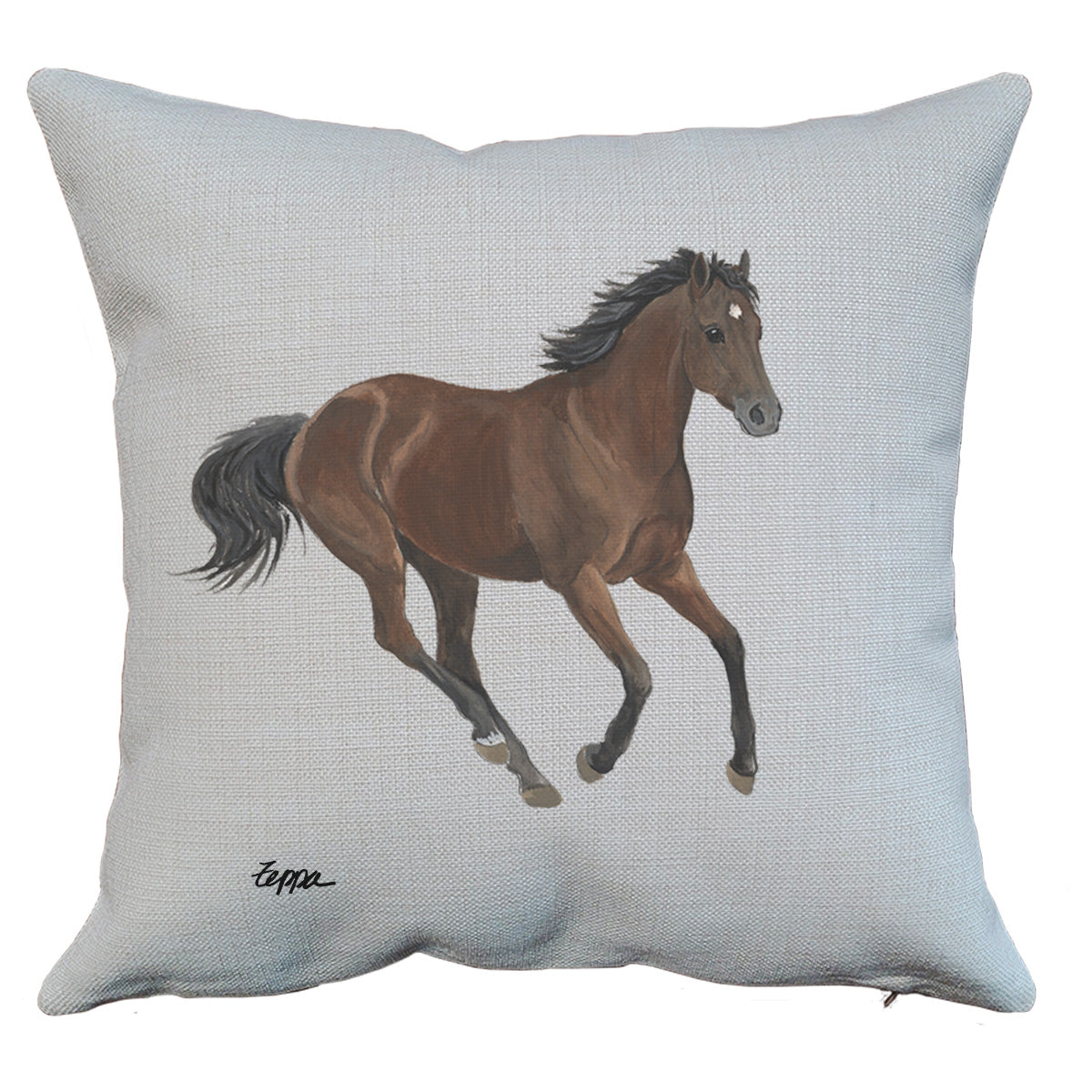 Thoroughbred Horse Linen Throw Pillow