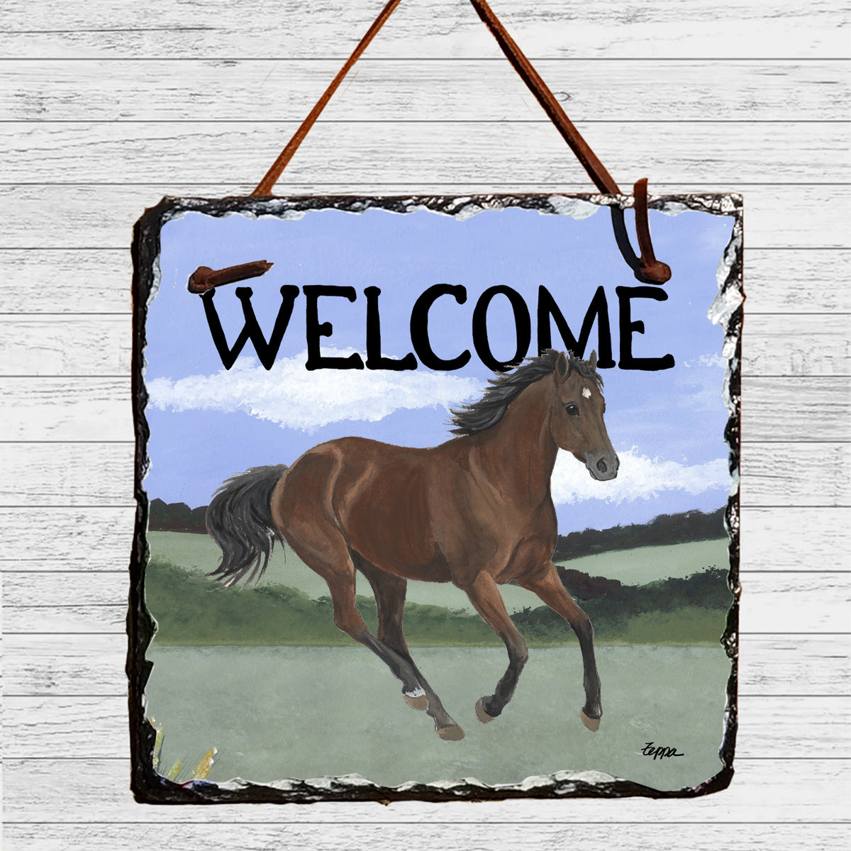 Thoroughbred Horse Welcome Slate Sign