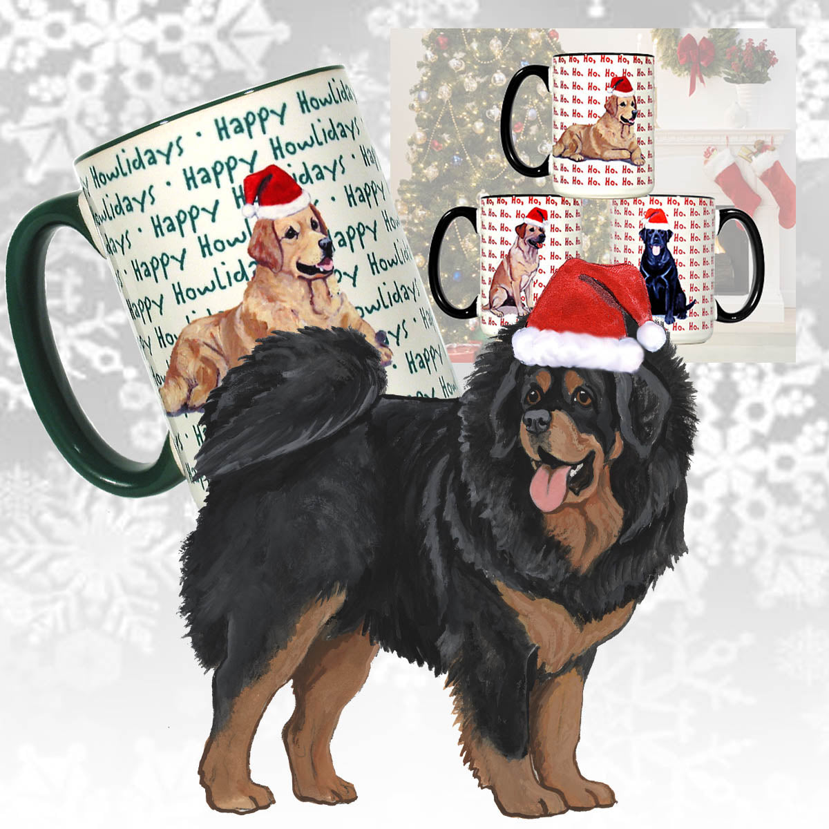 Tibetan Mastiff Christmas Mugs