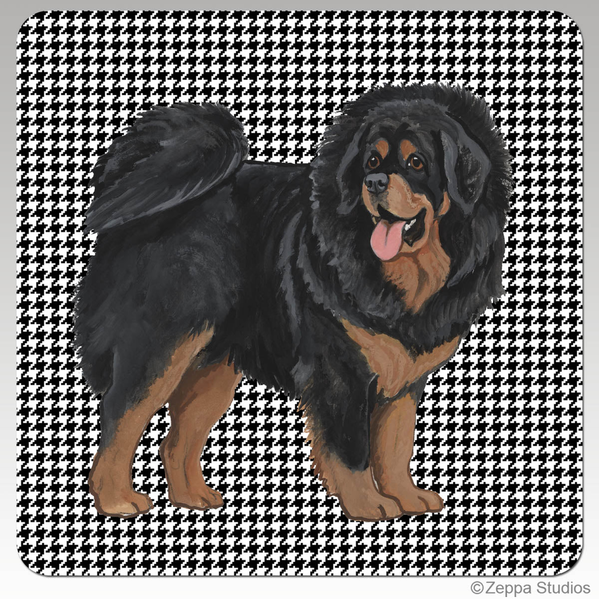 Tibetan Mastiff Houndstooth Coasters