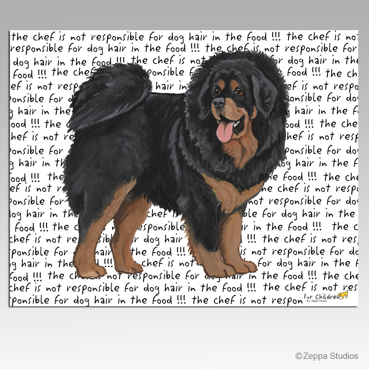 Tibetan Mastiff "chef is not responsible" Cutting Board