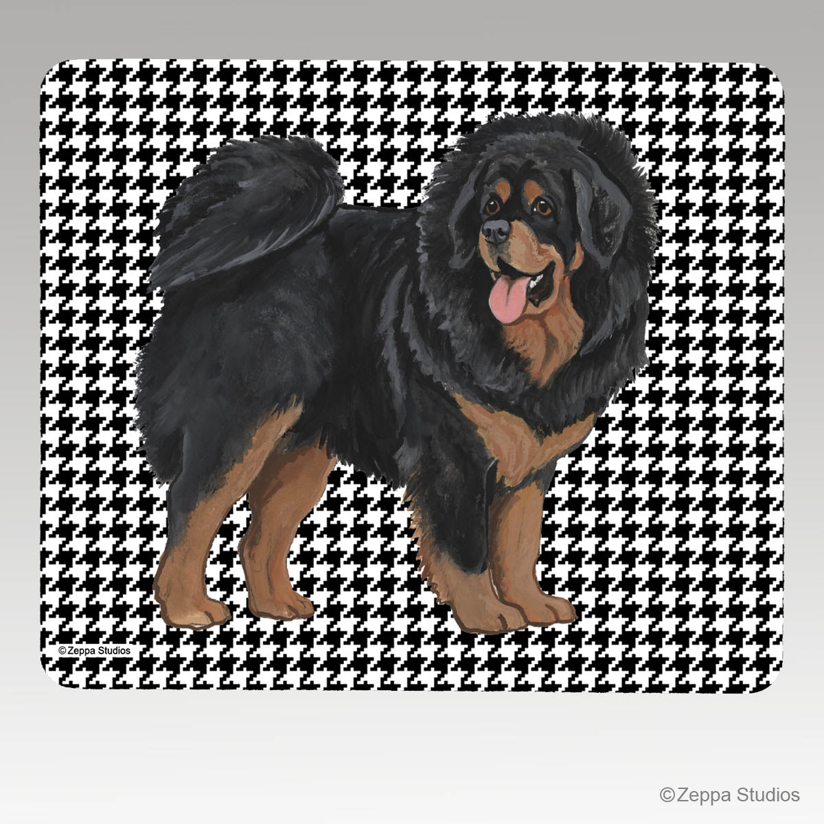 Tibetan Mastiff Houndstooth Mouse Pad