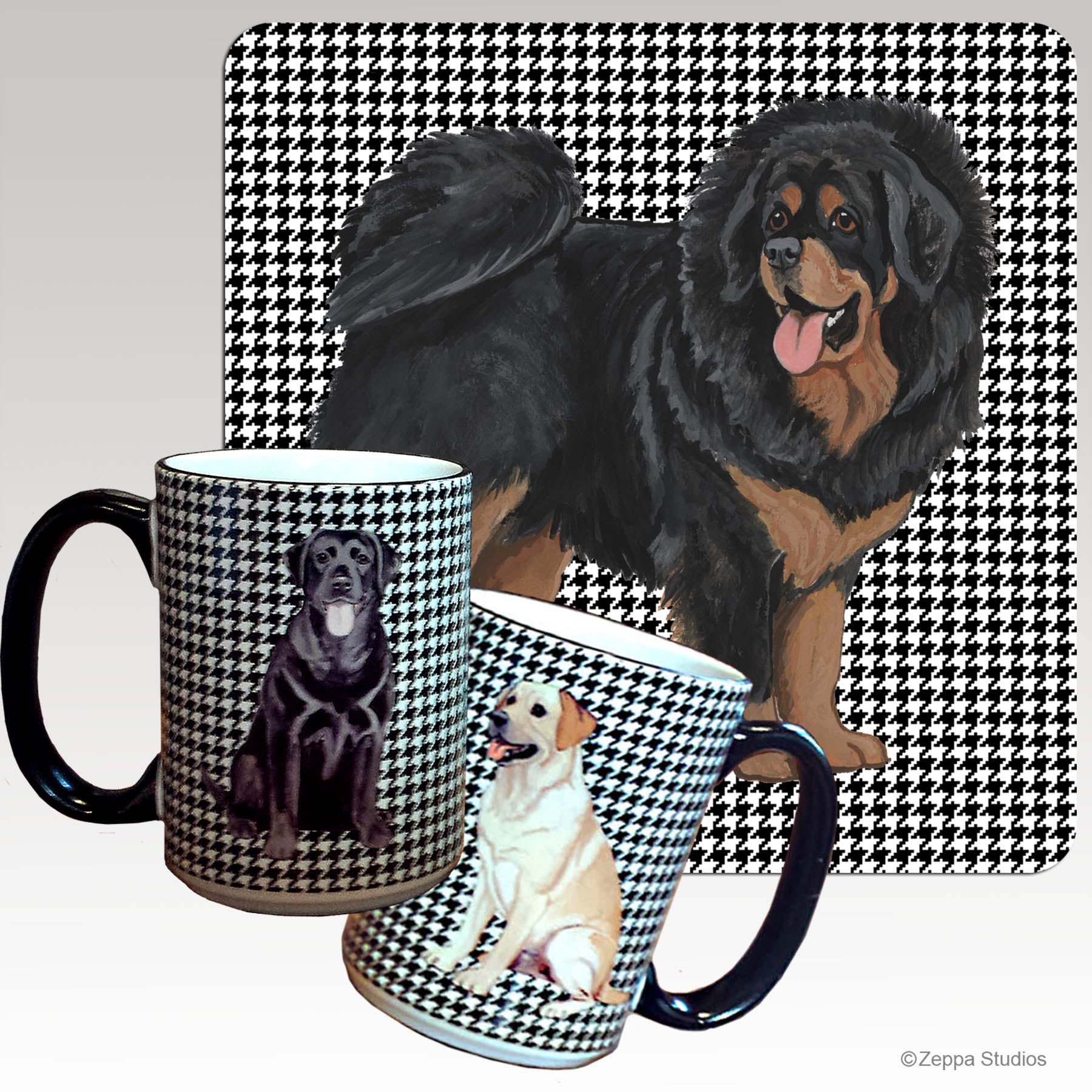 Tibetan Mastiff Houndstooth Mugs