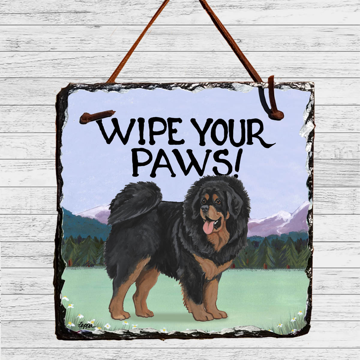 Tibetan Spaniel Wipe Your Paws Sign