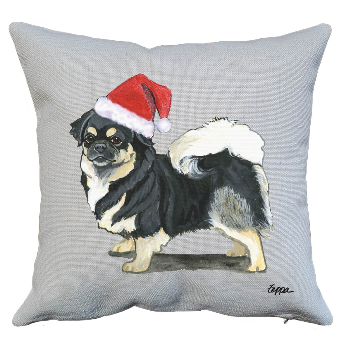 Black and Tan Tibetan Spaniel Santa Pillow