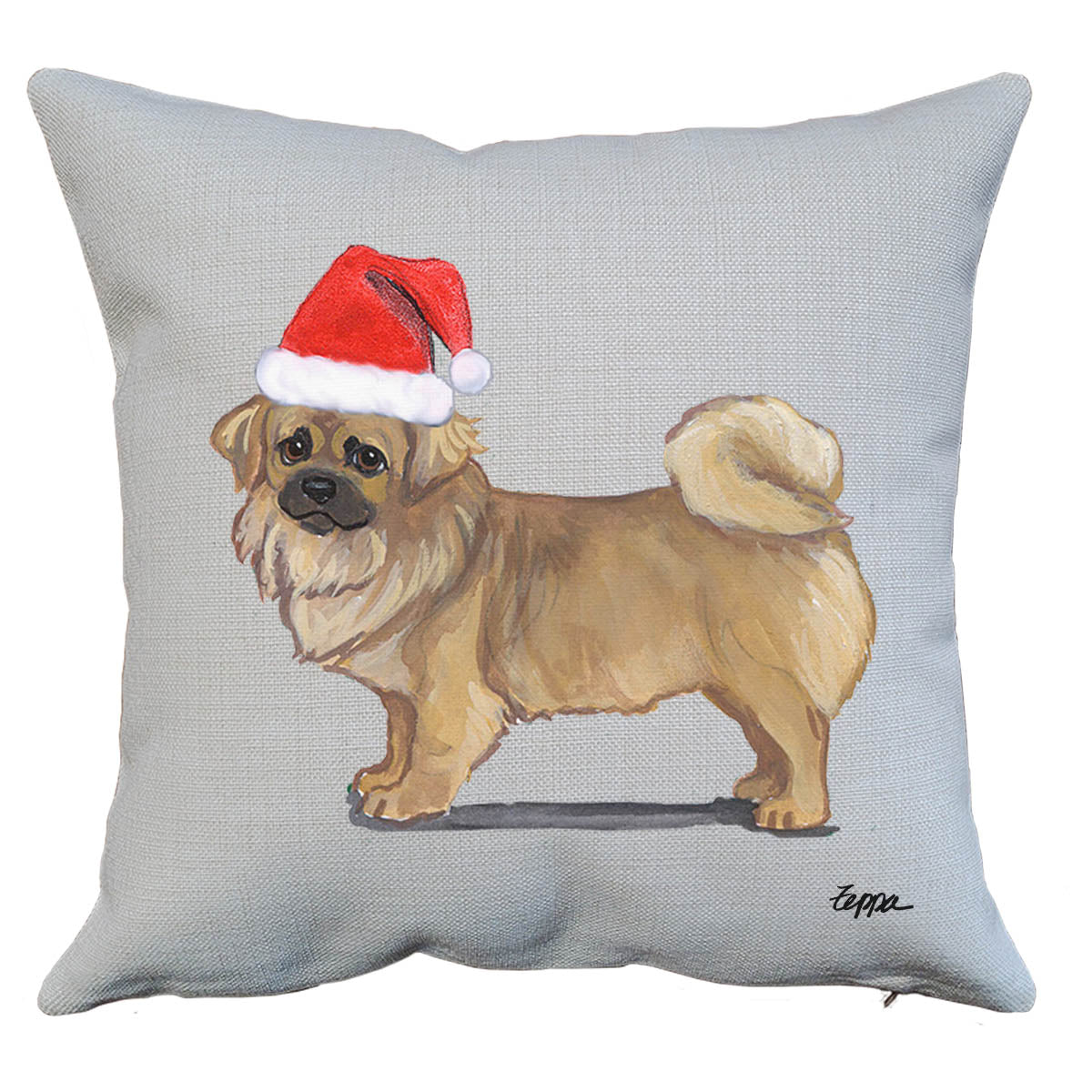 Tibetan Spaniel Santa Pillow