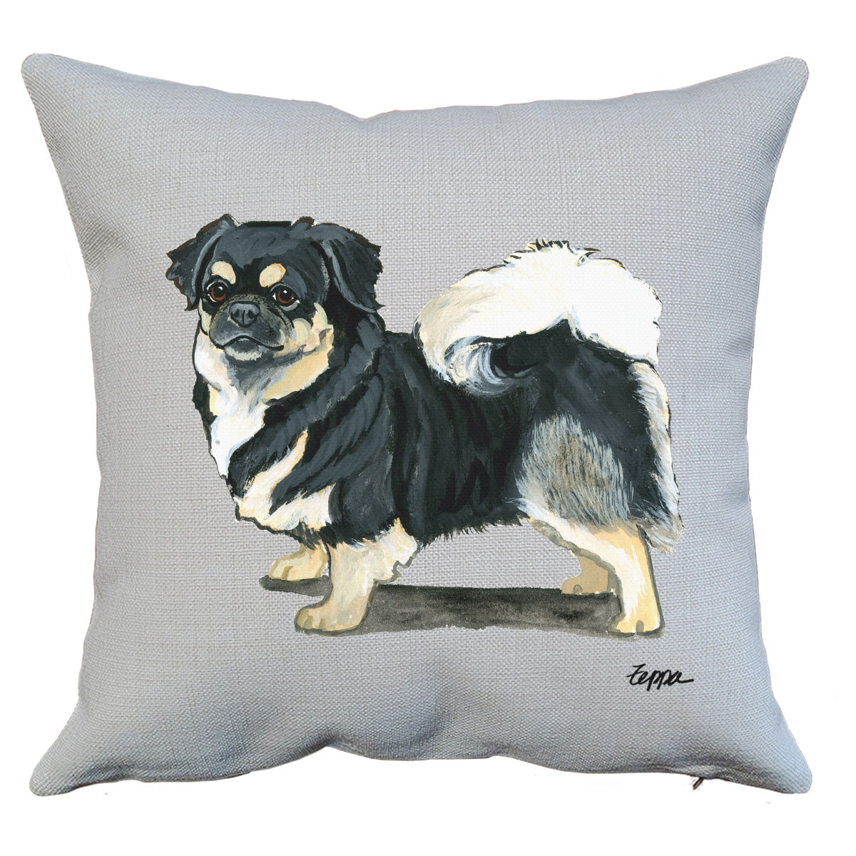 Tibetan Spaniel Black n Tan Throw Pillow