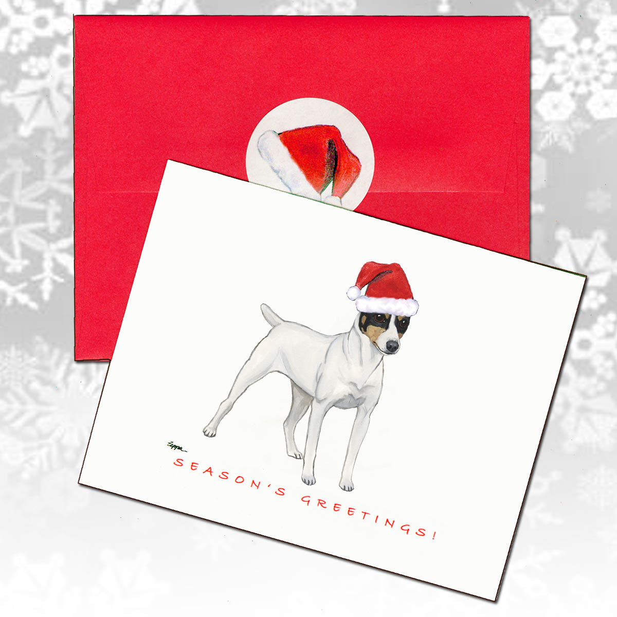 Toy Fox Terrier in a Santa Hat Christmas Cards.