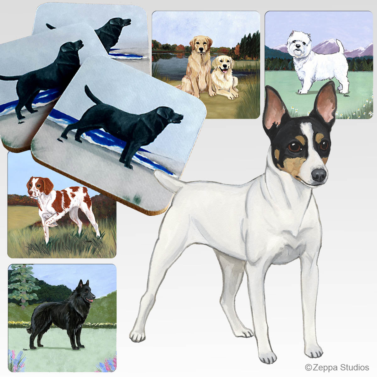 Toy Fox Terrier Scenic Coasters 