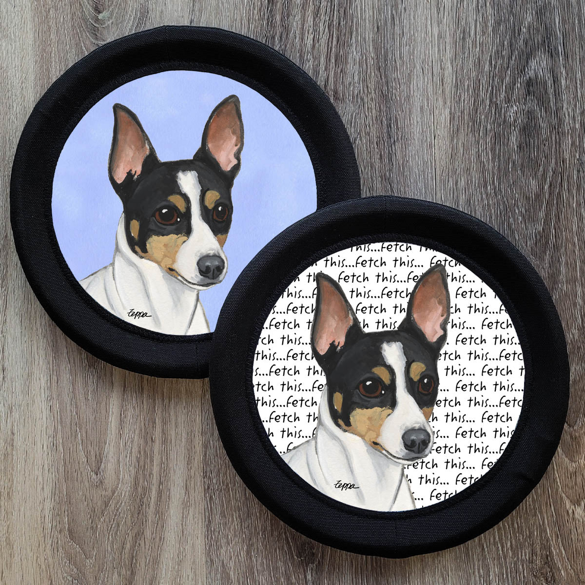 Toy Fox Terrier Design on FotoFrisby flying disk dog toys.