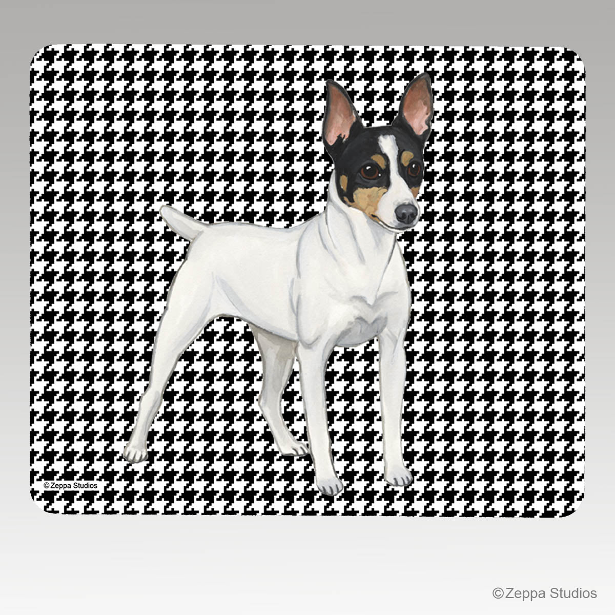 Toy Fox Terrier Design on houndstooth background mouse pad.