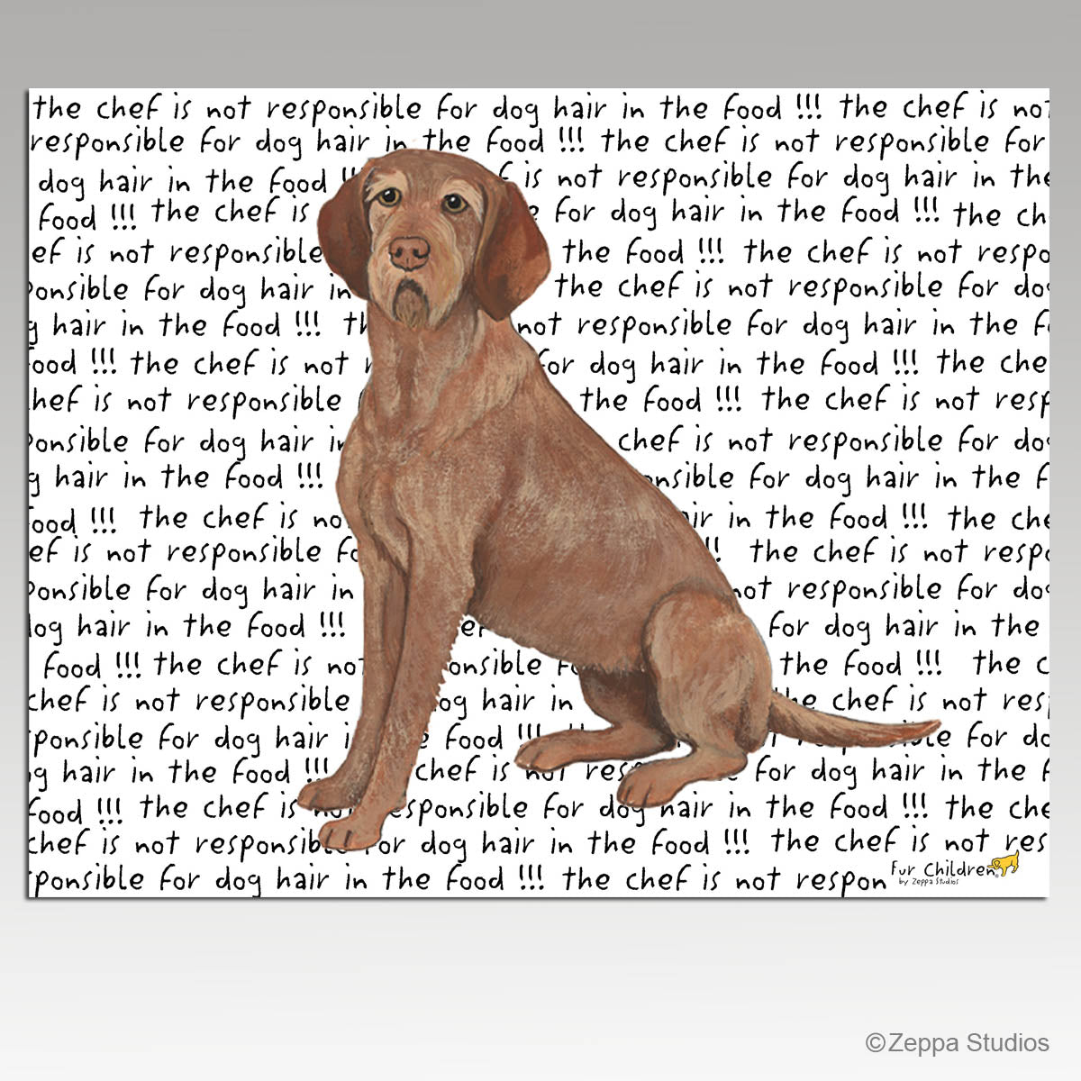 Wirehaired Vizsla on funny text background tempered glass cutting board.