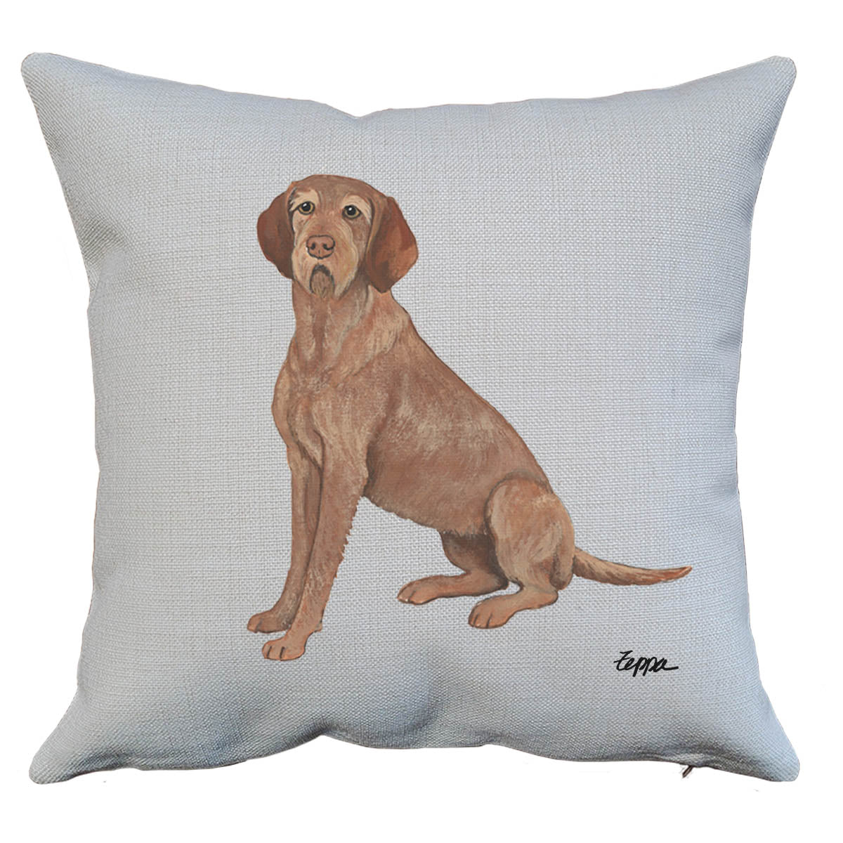 Linen throw pillow with a Wirehaired Vizsla design.