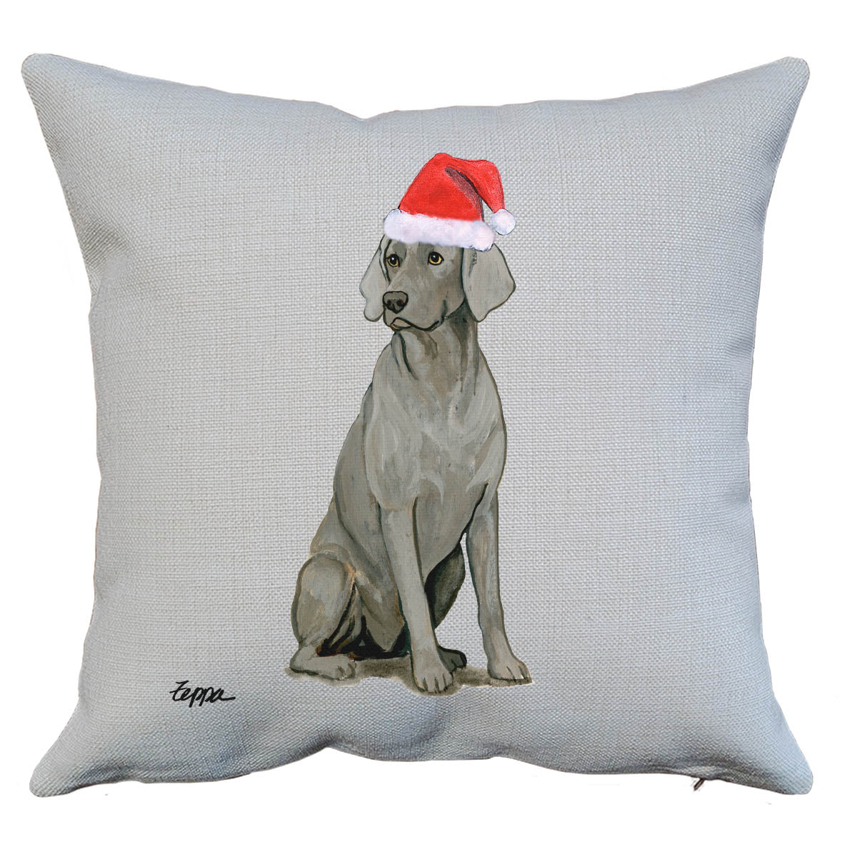 Sitting Weimaraner Santa Pillow