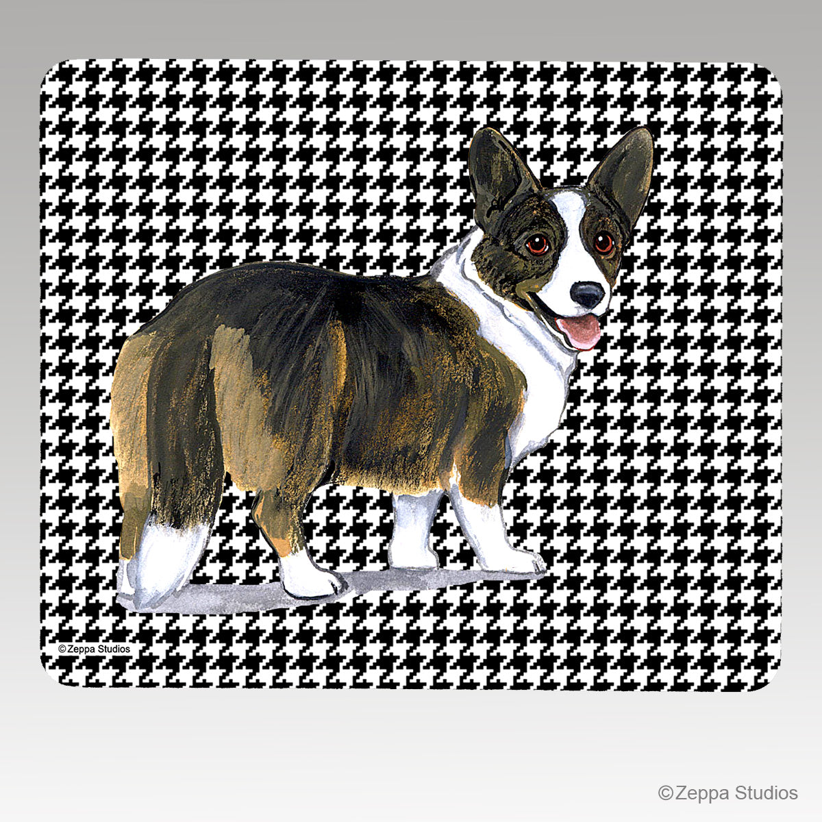 Cardigan Welsh Corgi Houndstooth Mouse Pad