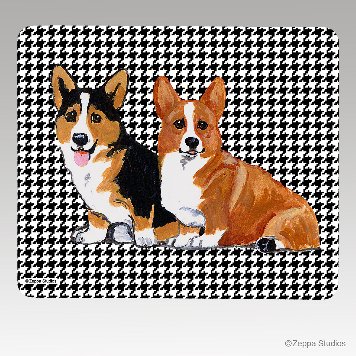 Pembroke Welsh Corgi Houndstooth Mouse Pad