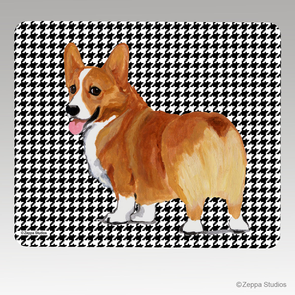 Pembroke Welsh Corgi Houndstooth Mouse Pad