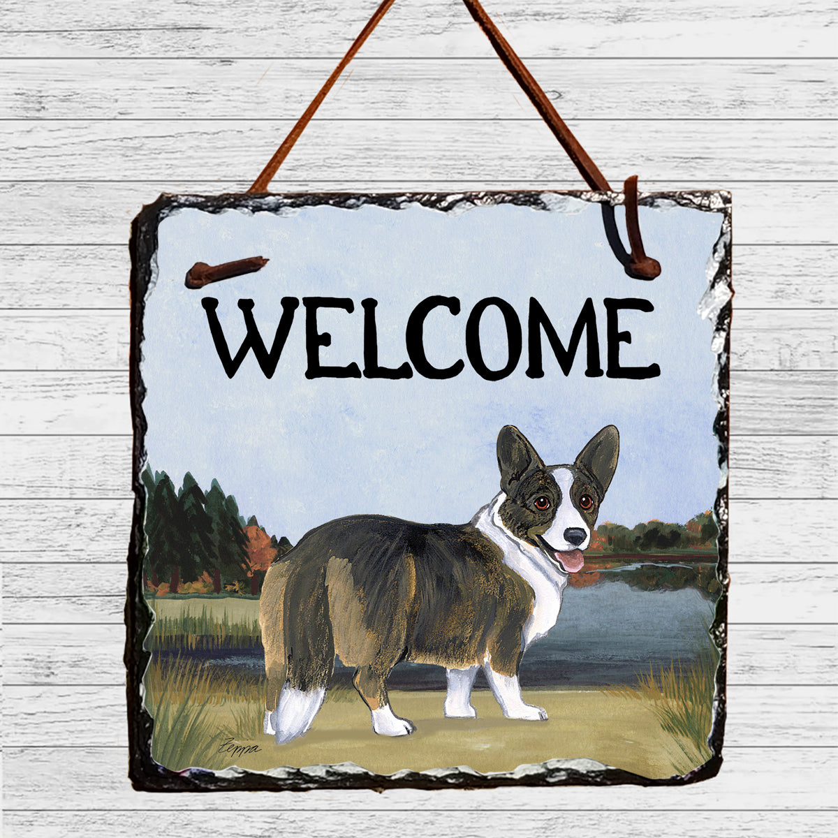 Cardigan Welsh Corgi Welcome Slate Sign