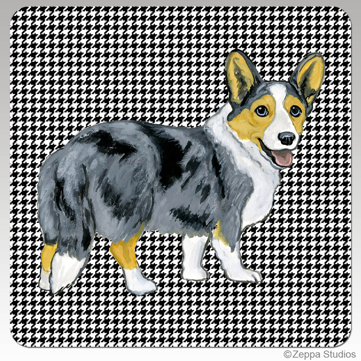 Cardigan Welsh Corgi Houndzstooth Coasters