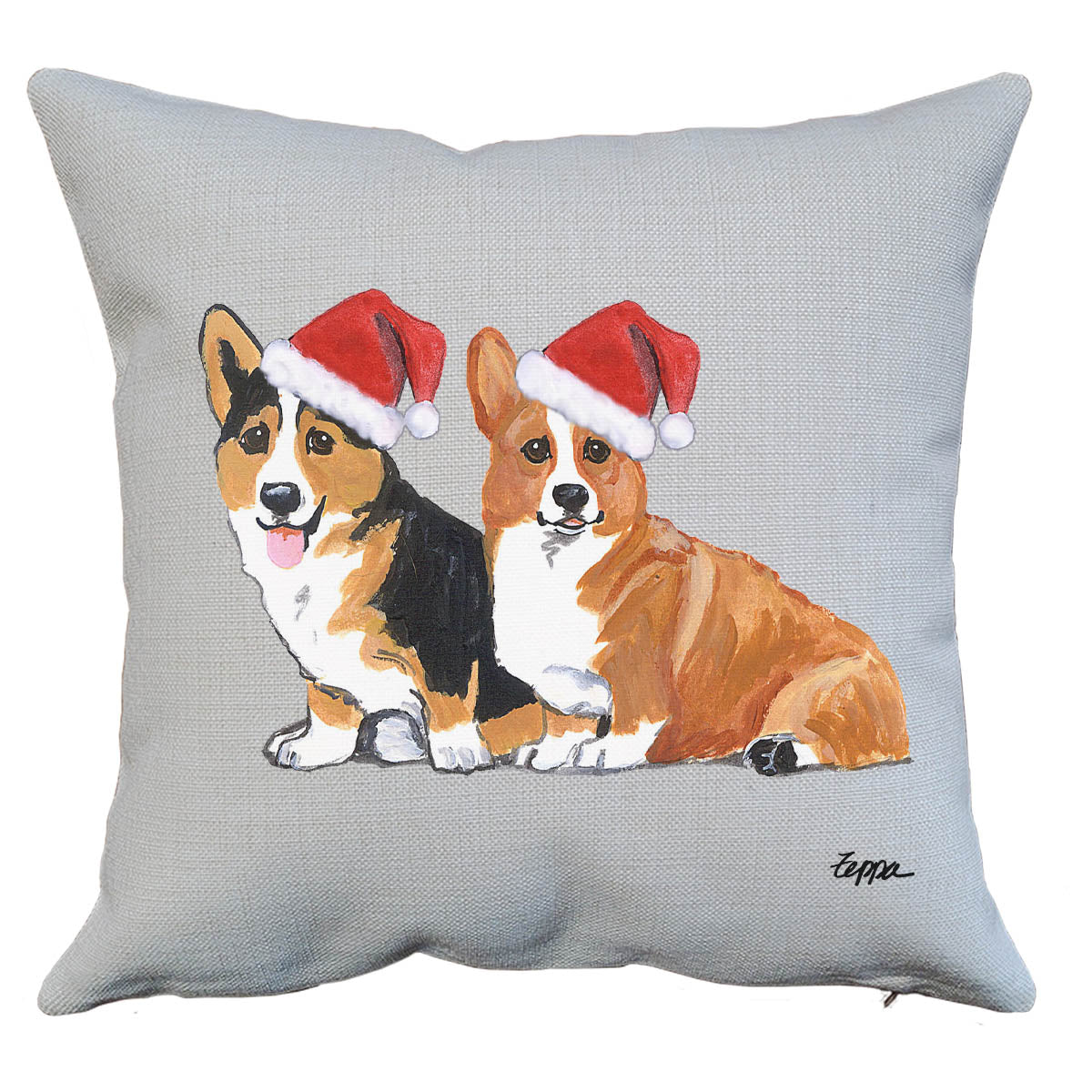 Pembroke Welsh Corgi Pair Santa Pillow