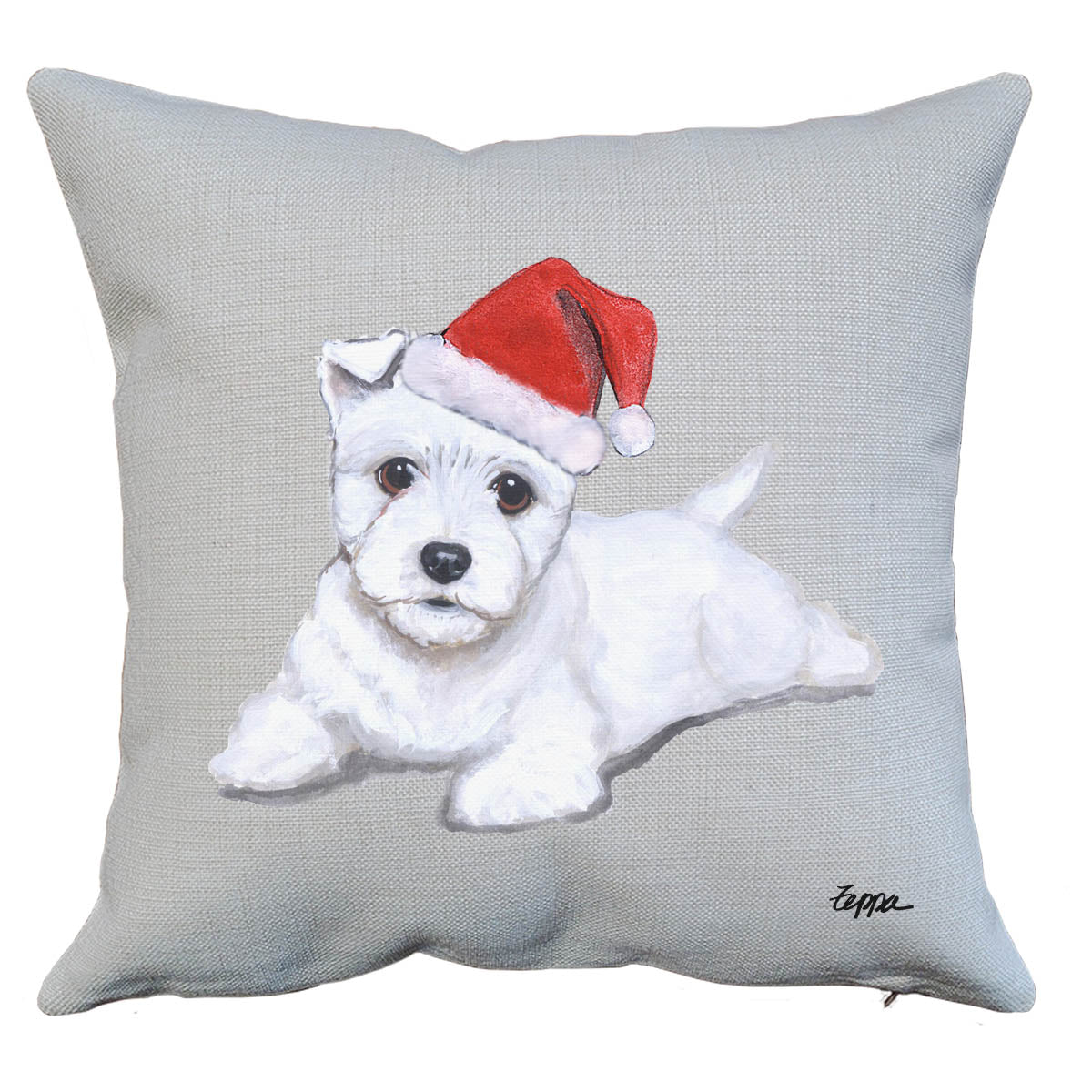 Westie Puppy Santa Pillow