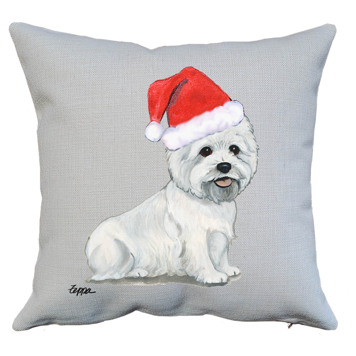 Sitting Westie Santa Pillow