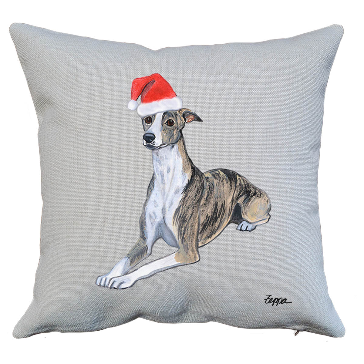 Whippet Santa Pillow