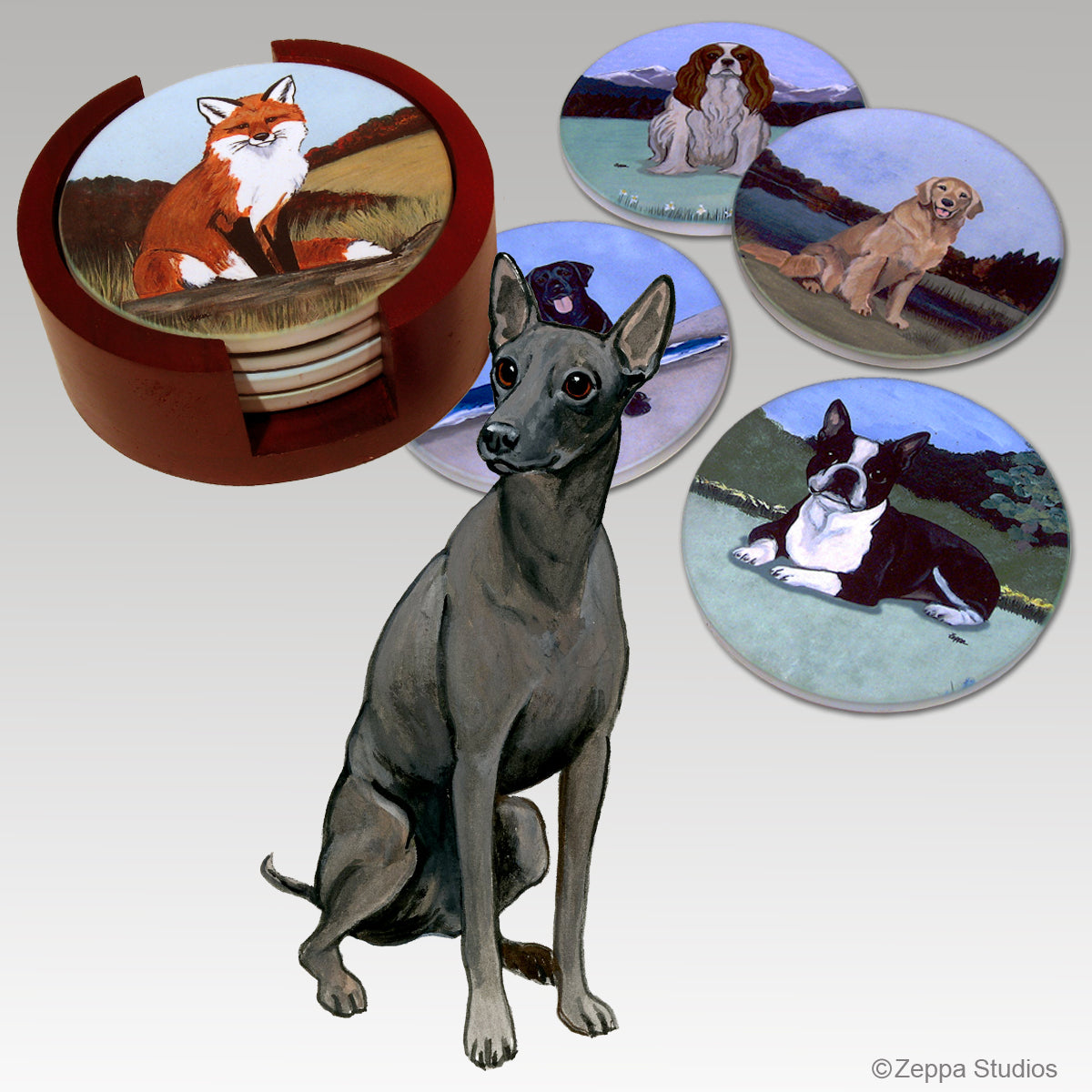 Xoloitzcuintli Bisque Coaster Set