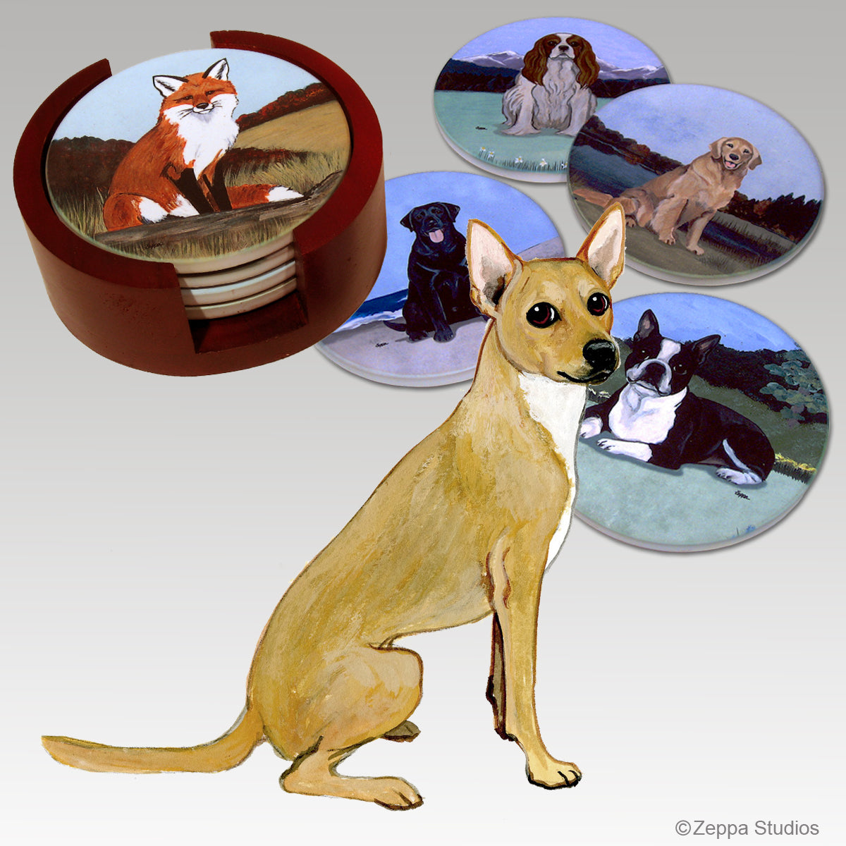 Coated Xoloitzcuintli Bisque Coaster Set