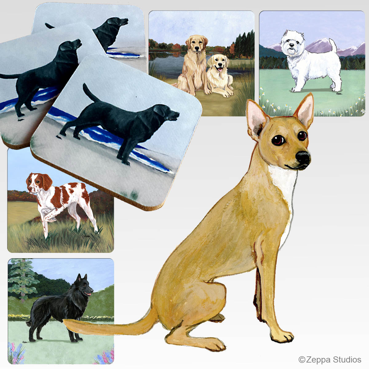 Coated Xoloitzcuintli Scenic Rubber Coasters