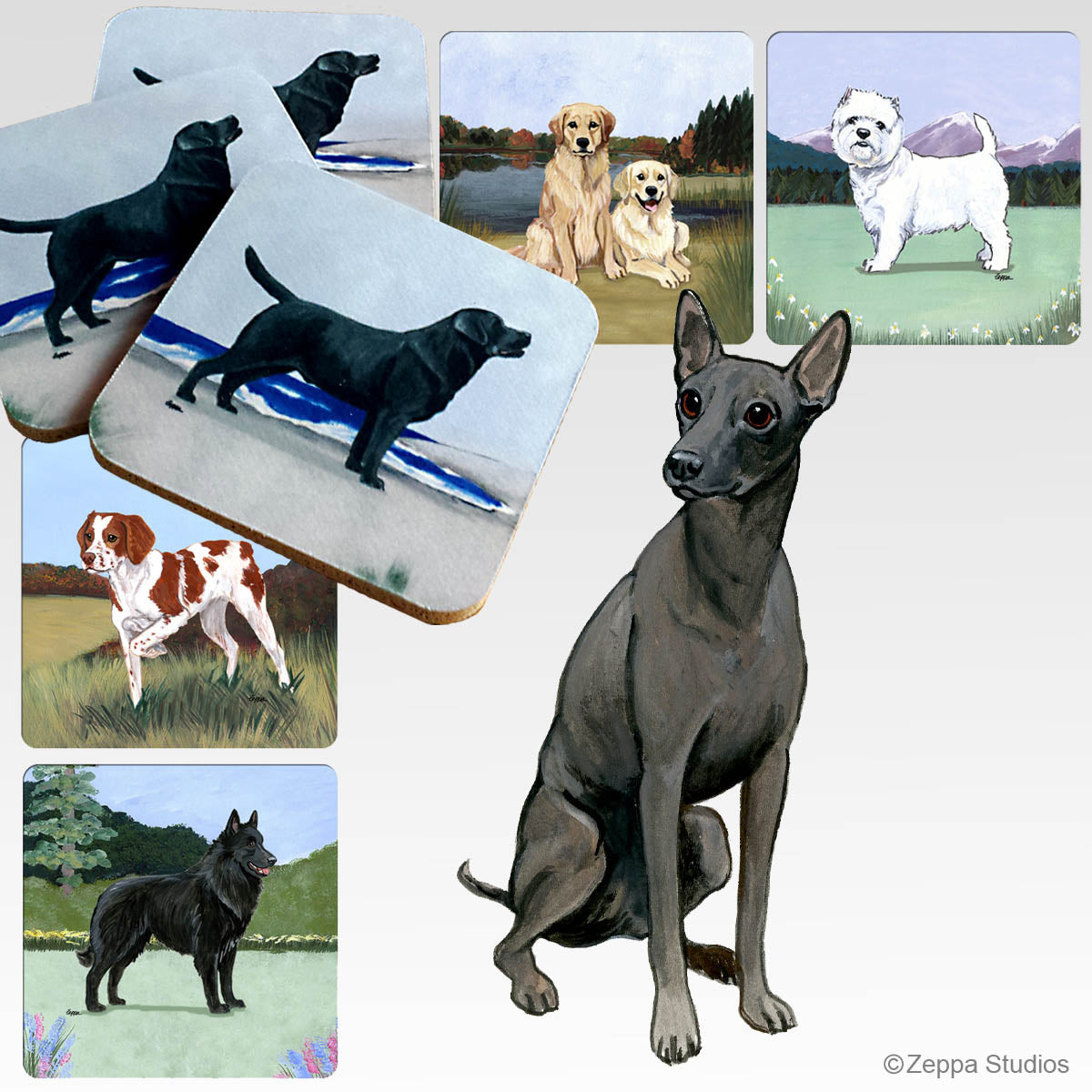 Xoloitzcuintli Scenic Rubber Coasters