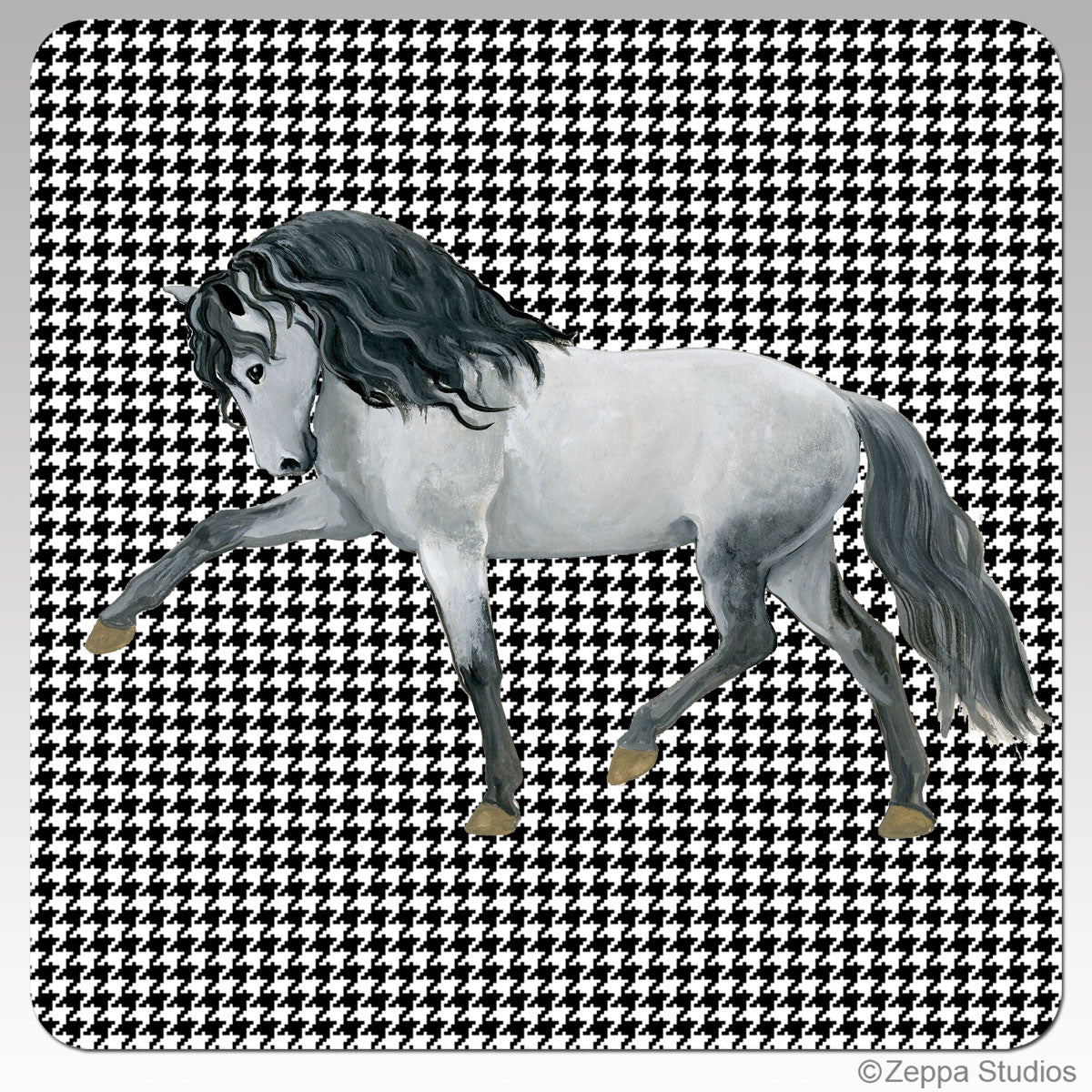 Andalusian Horse Houndzstooth Coasters