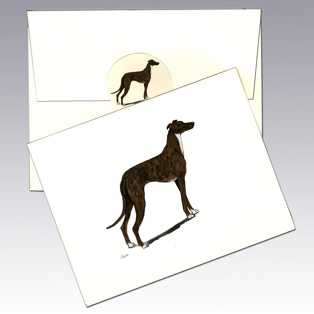 Standing Greyhound Note Cards