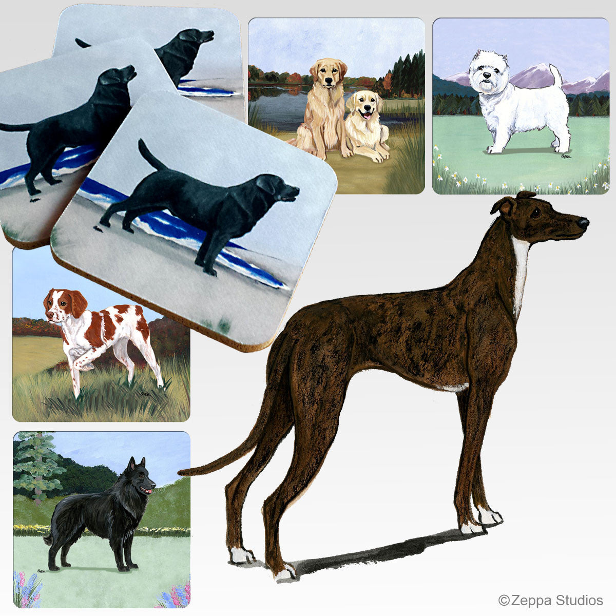 Standing Greyhound Scenic Coasters