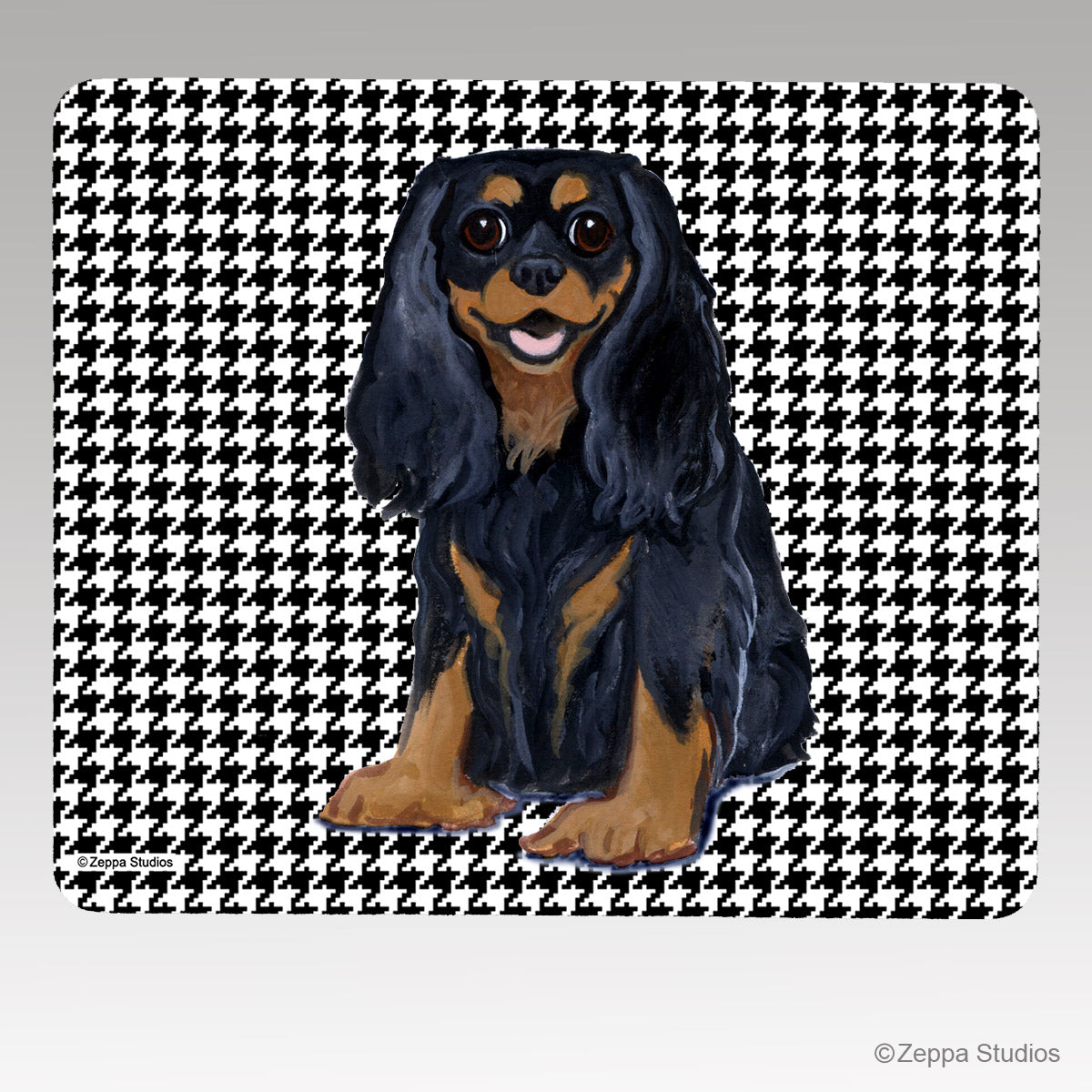 Cavalier King Charles Spaniel Houndstooth Mouse Pad