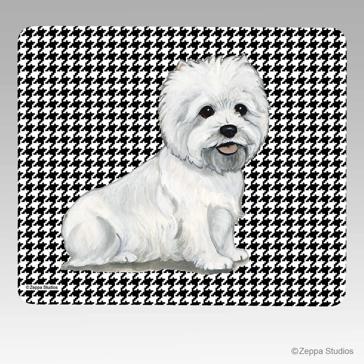 West Highland White Terrier Houndstooth Mouse Pad