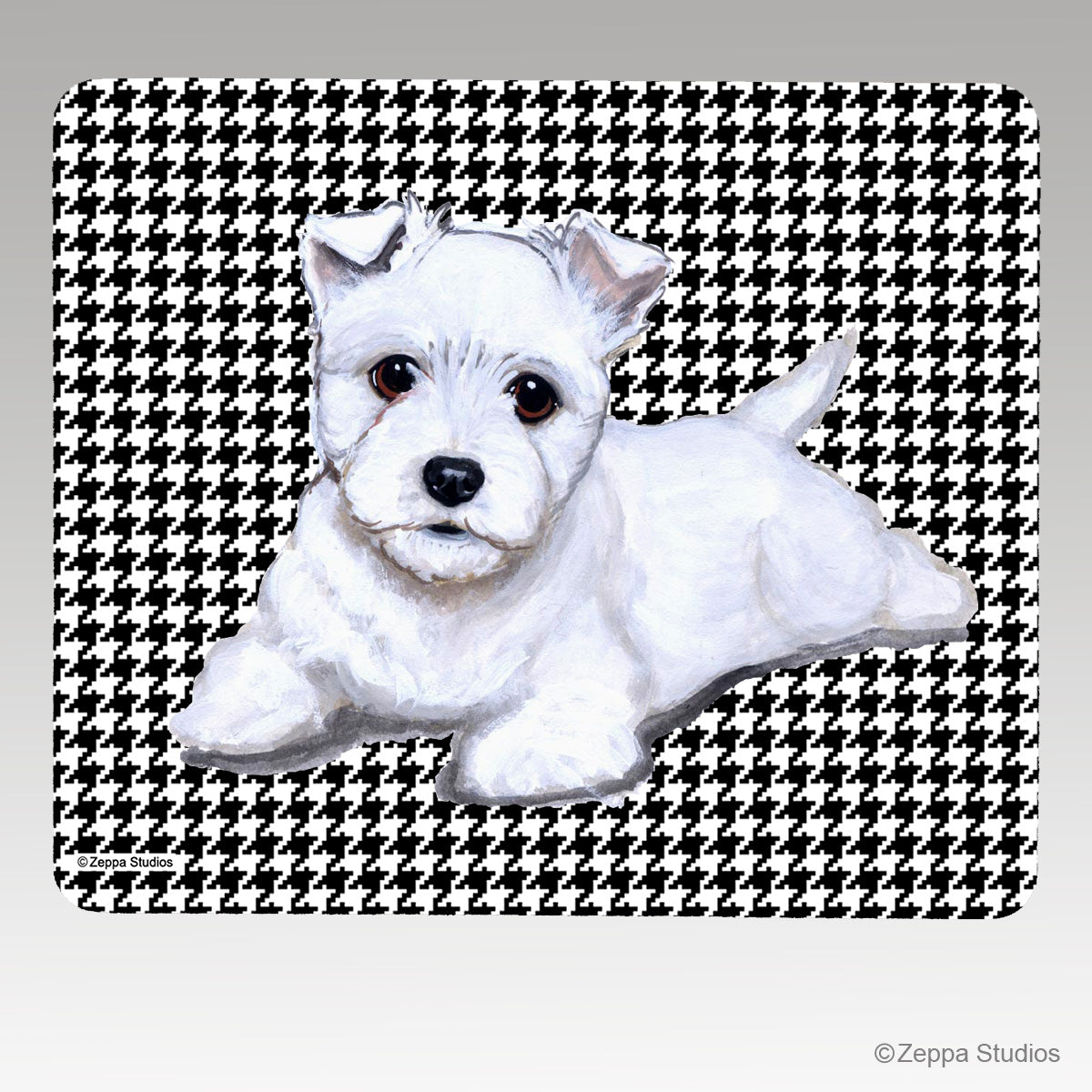 West Highland White Terrier Houndstooth Mouse Pad