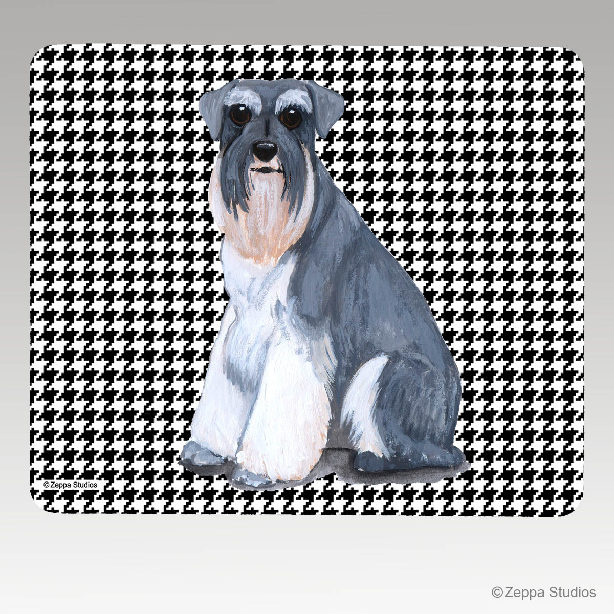 Schnauzer Houndstooth Mouse Pad