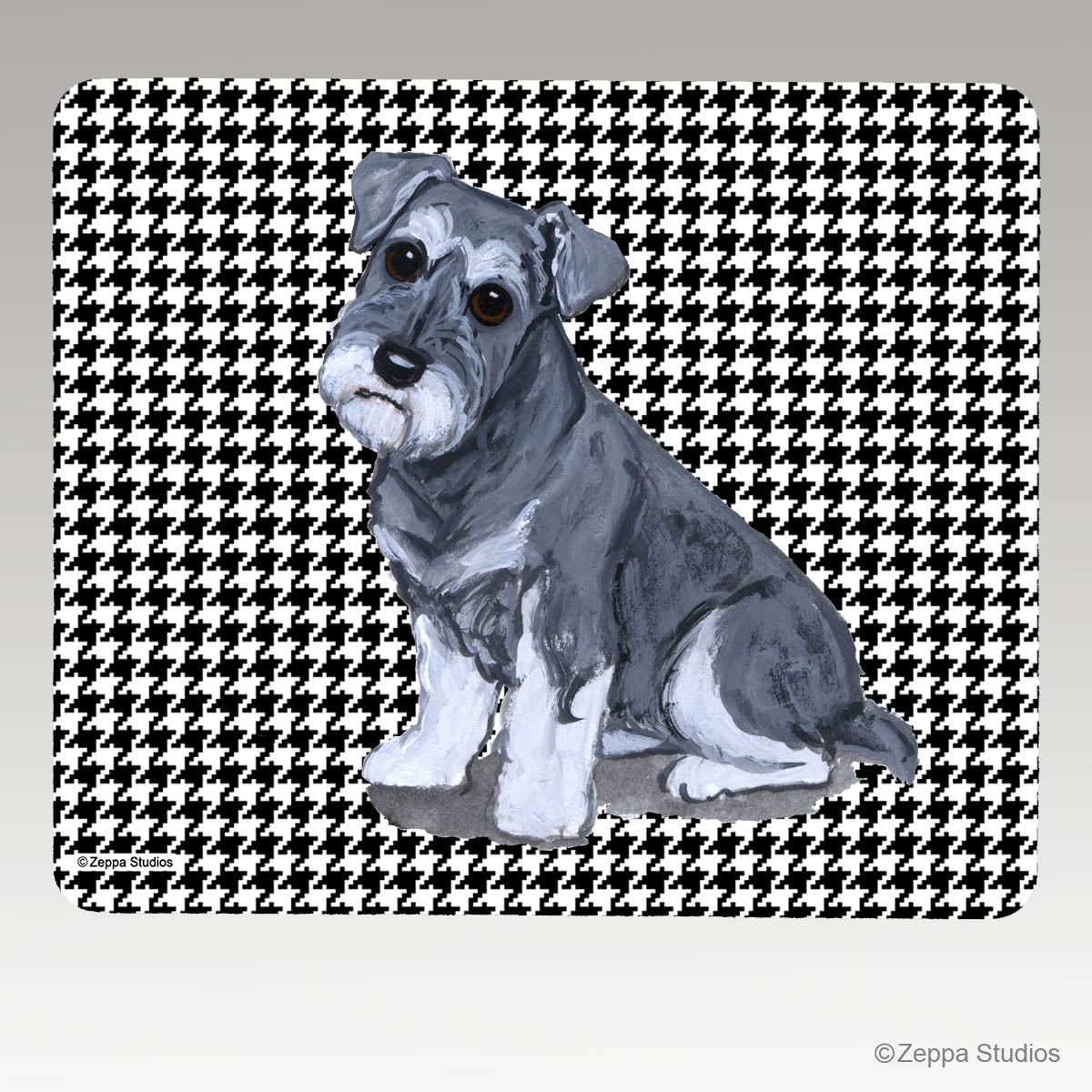 Schnauzer Houndstooth Mouse Pad